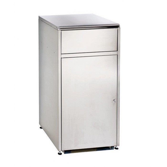 BORNE DECHETS TRAPPE 120L INOX